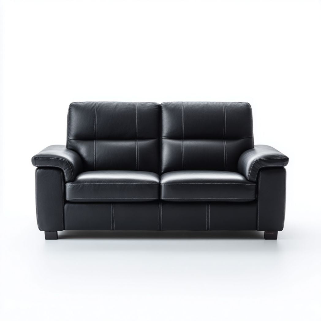 Two-seater sofa with wooden arms in gray fabric 150 x 80 x 75cm