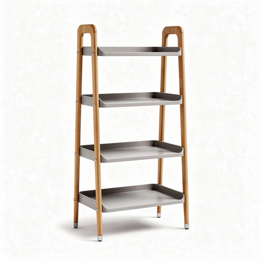 Wood and metal ladder shelf for living room storage 30 x 60 x 100cm