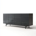 Wooden sideboard with ribbed design and metal handles 80 x 40 x 45cm