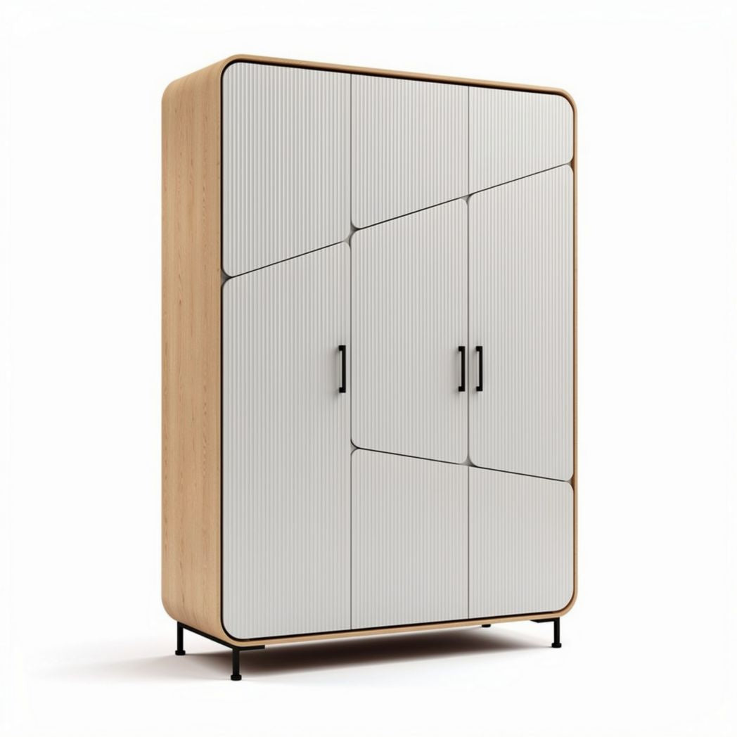 Modern multifunctional wardrobe with wood and white finish 80 x 40 x 160cm