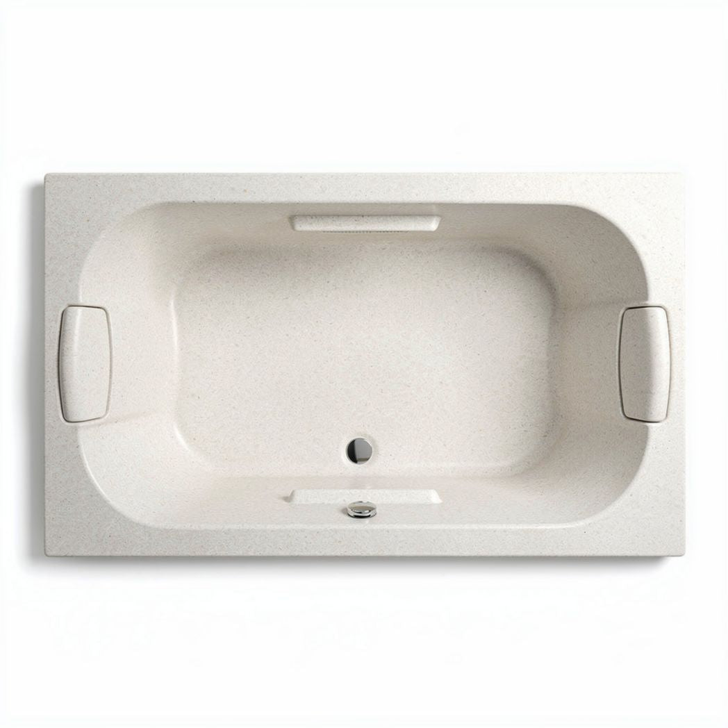 Freestanding rectangular bathtub in white acrylic with two handles 170 x 80 x 50cm