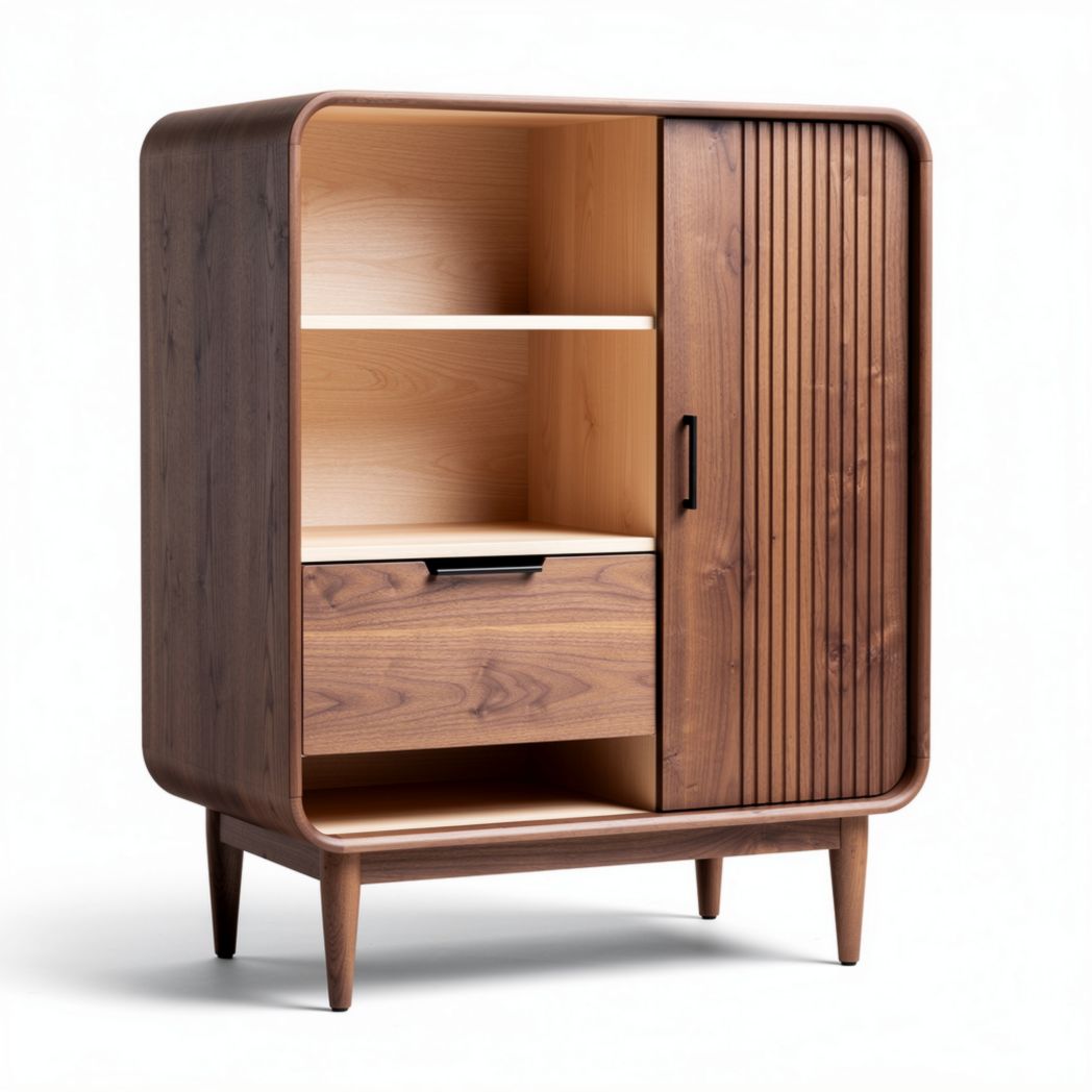 Wooden storage cabinet with sliding door and shelf design 80 x 45 x 120cm