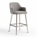 Bar stool with gray fabric upholstery and metal legs 45 x 45 x 100cm
