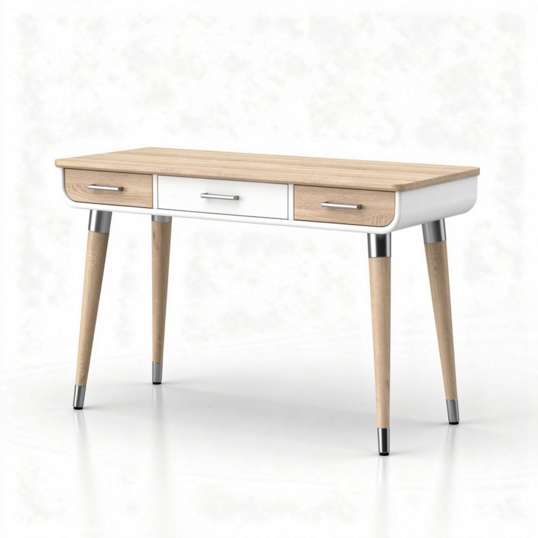 Wooden desk with two drawers and metallic legs 120 x 60 x 75cm