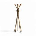 Wooden coat rack with minimalist design and four hooks for entryway