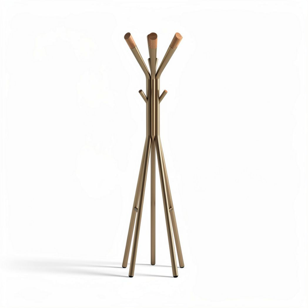 Wooden coat rack with minimalist design and four hooks for entryway
