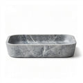 Marble serving tray with ribbed design for kitchen or dining use 30 x 20 x 5cm