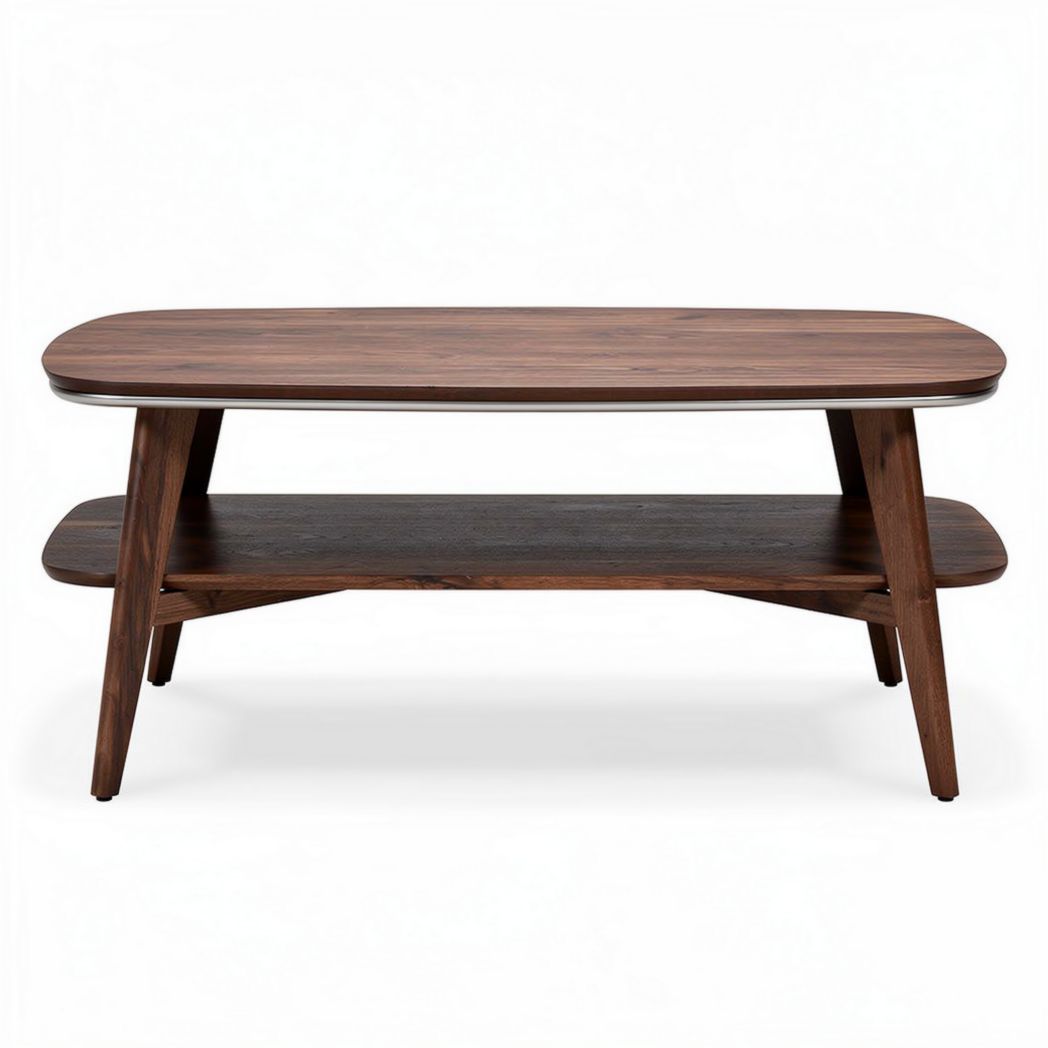 Wooden coffee table with open shelf dimensions 120 x 60 x 40cm in walnut finish