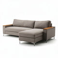 Sectional sofa with fabric upholstery and wooden accents 200 x 90 x 85cm