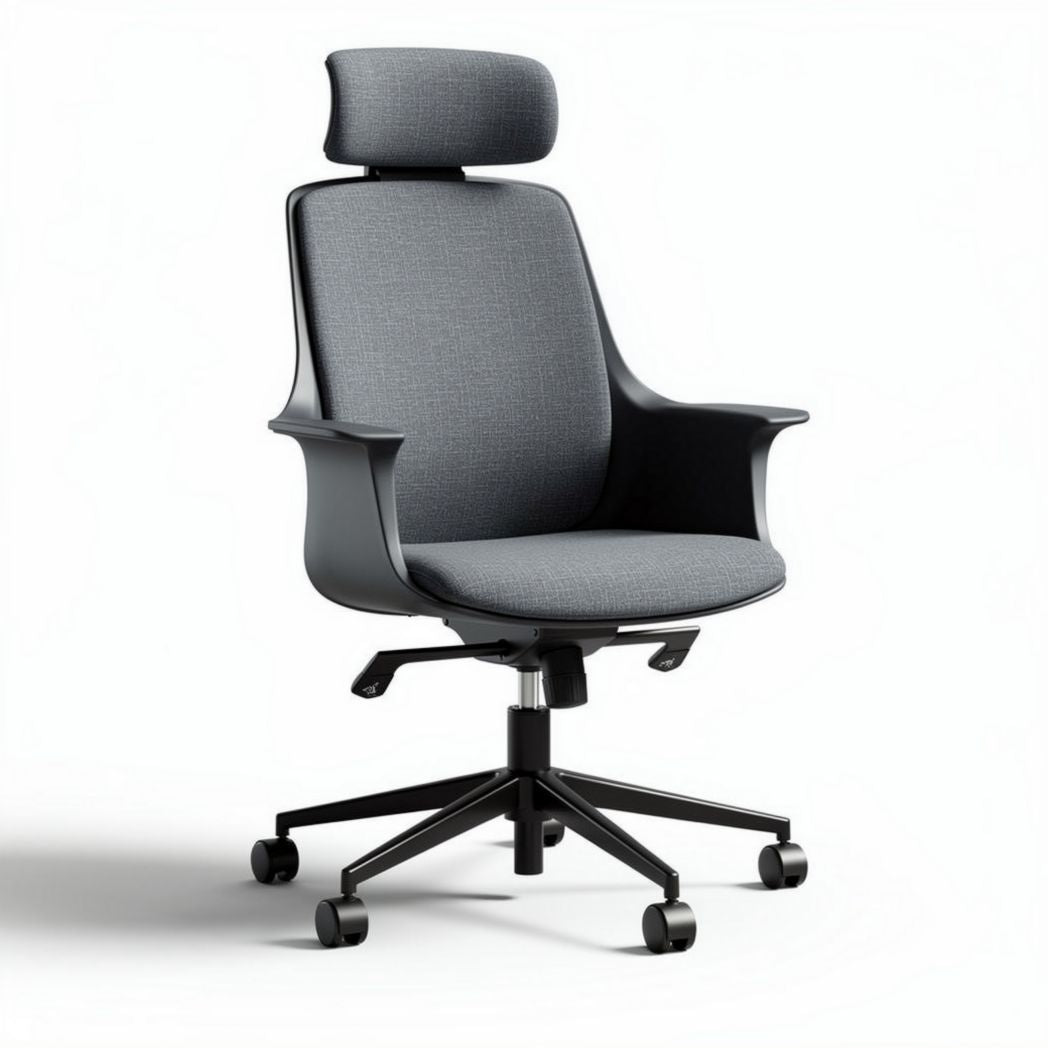 Ergonomic office chair with adjustable headrest and lumbar support gray fabric 60 x 60 x 100cm