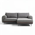 Sectional sofa with grey fabric upholstery and wooden accents 210 x 80 x 90cm